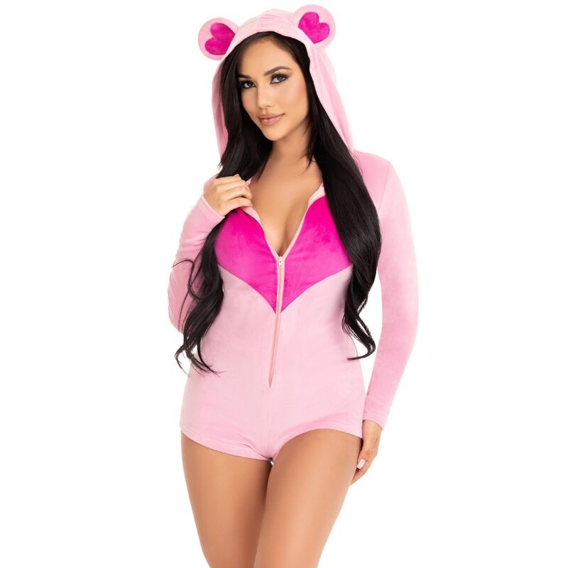 Pink teddy bear velvet bodysuit m