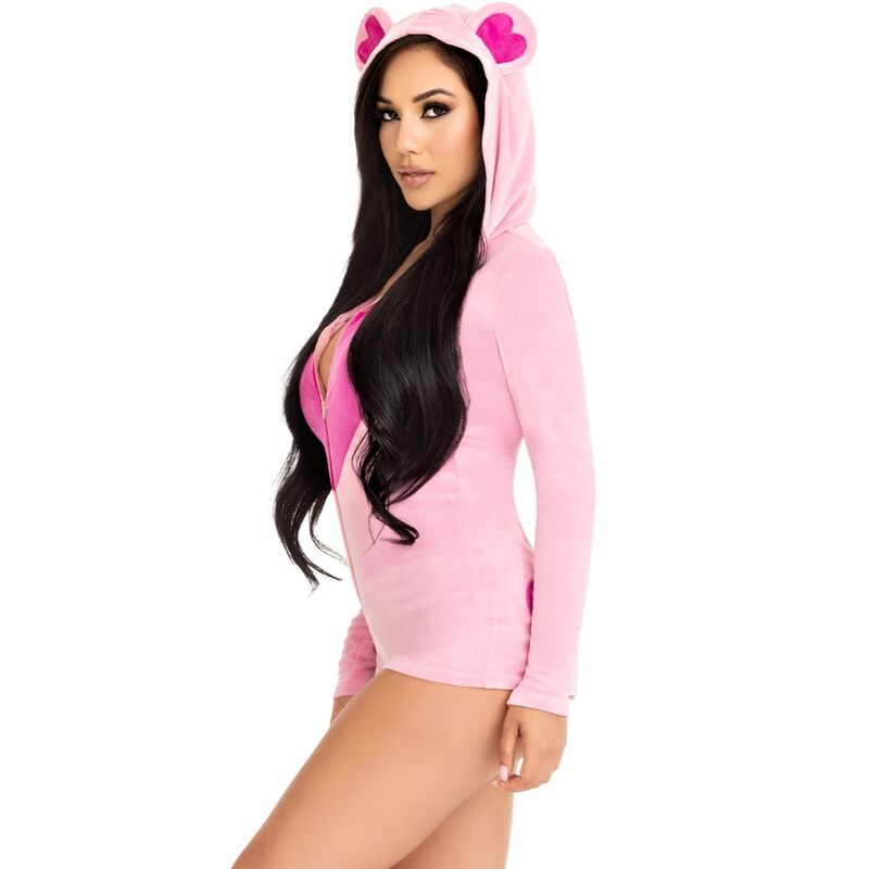 Pink teddy bear velvet bodysuit m