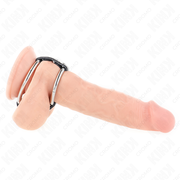 Double metal penis ring 3.8cm to 5cm connected to leather