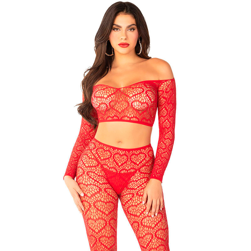 LEG AVENUE - CROP TOP + RED BOTTOMS ONE SIZE