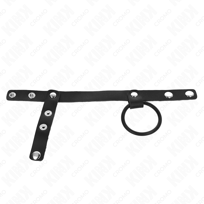 KINK - 3.8 CM SILICONE PENIS RING WITH BALL SEPARATOR AND 22 X 1.5 CM LEATHER STRAP