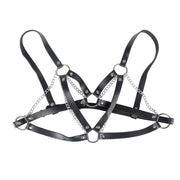 953713 punk bondage belt black metal buckle one size