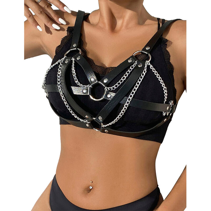 953713 punk bondage belt black metal buckle one size