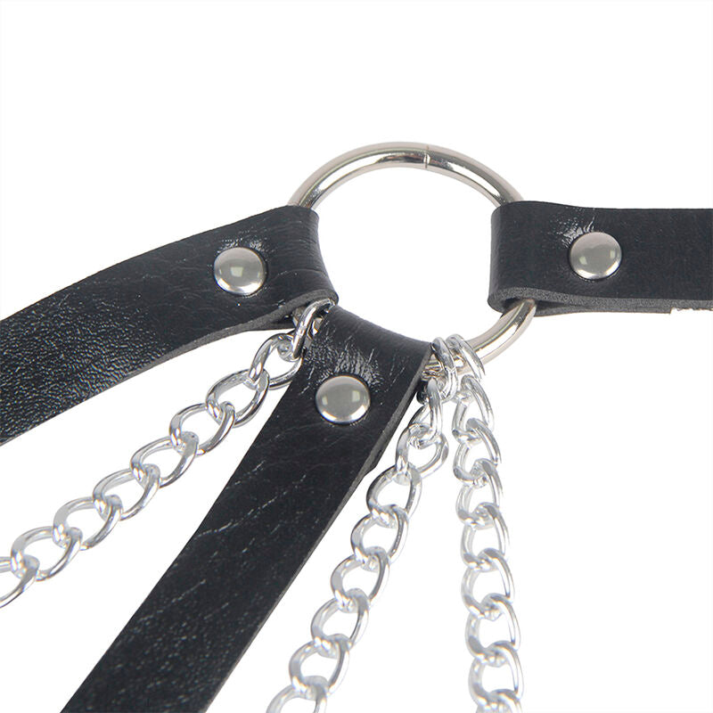 953713 punk bondage belt black metal buckle one size