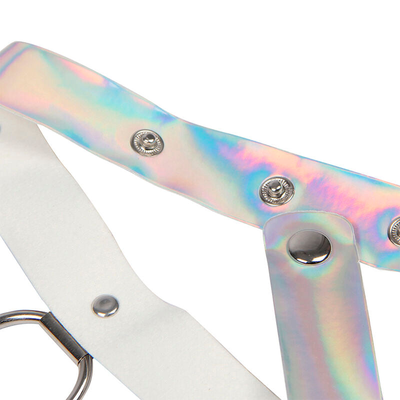 953737 Chest Harness with Rings and Chains Silver One Size