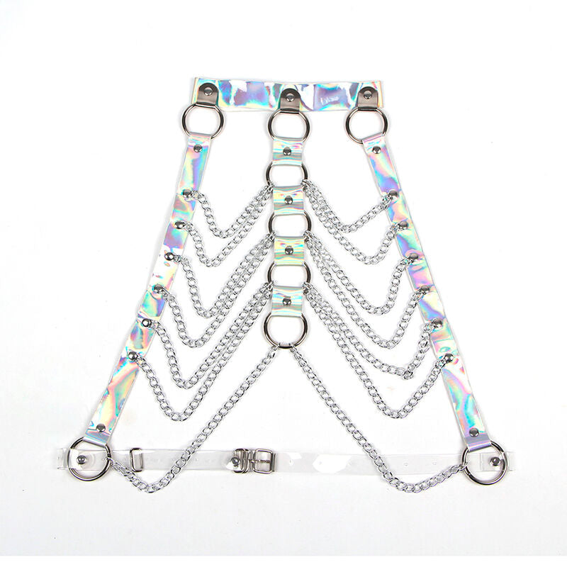 SUBBLIME - 953737 Chest Harness with Rings and Silver Chains, One Size