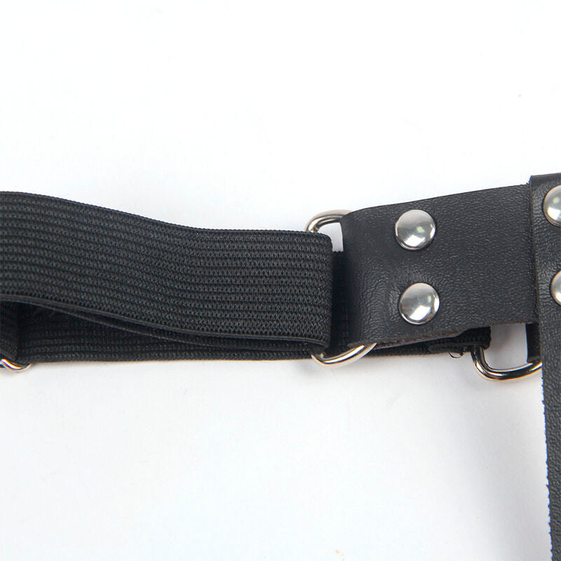 953744 adjustable black leather punk suspender one size