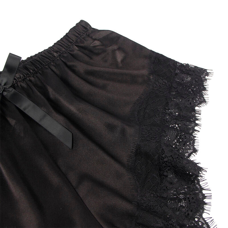 SUBBLIME - 953942 CASUAL SILK NIGHTGOWN + BLACK LACE PANTS L/XL
