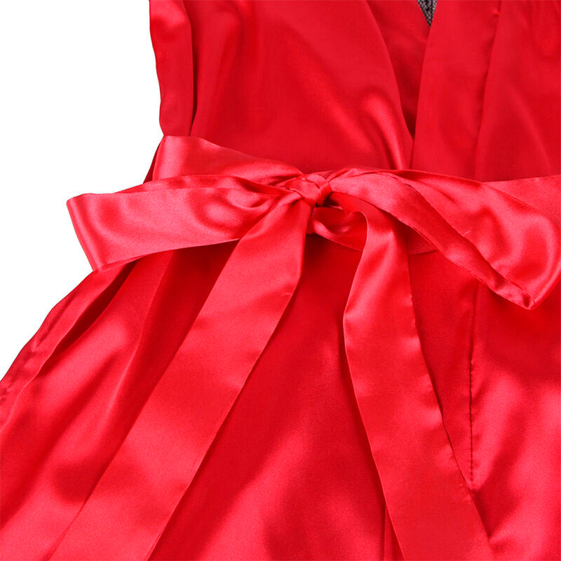 954024 transparent lace back camisole + red/black thong l/xl