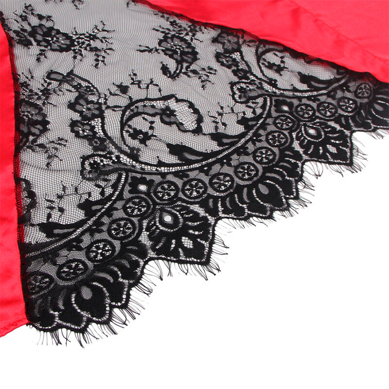 SUBBLIME - 954024 Sheer Lace Camisole + Red/Black Thong L/XL