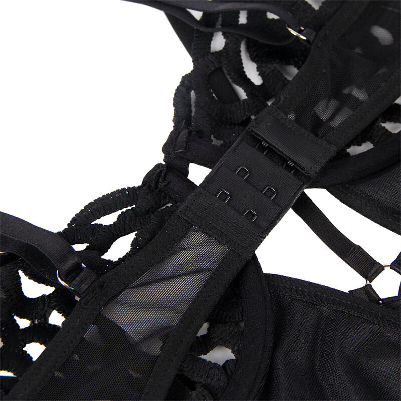 954055 sexy black lace bodysuit s/m