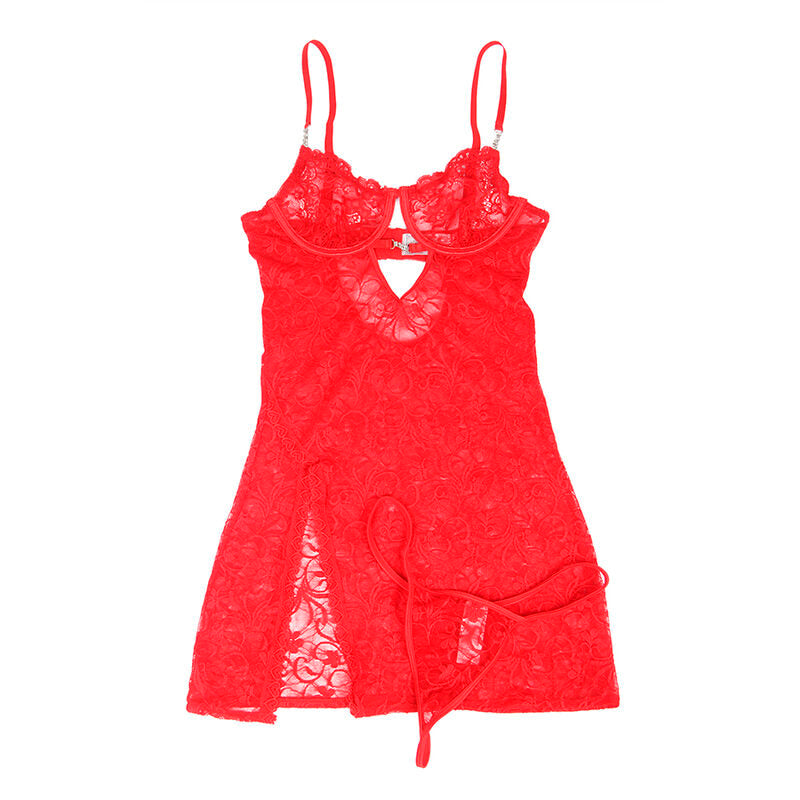 SUBBLIME - 954215 RED LACE BABYDOLL WITH ADJUSTABLE STRAPS L/XL