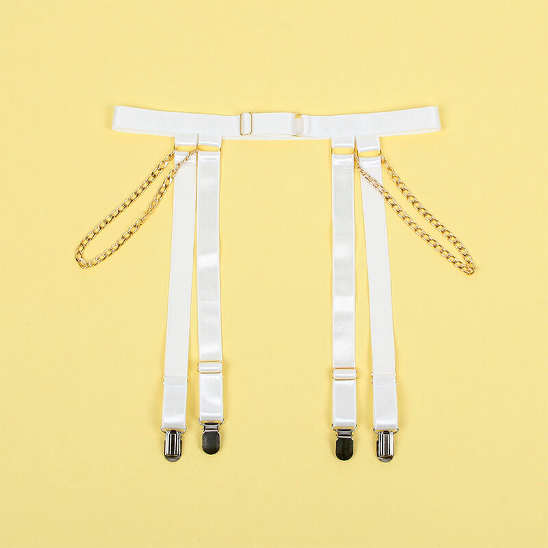 954284 bodysuit with chains + garter belt white s/m