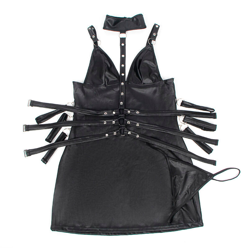 954406 black leather bondage dress s/m