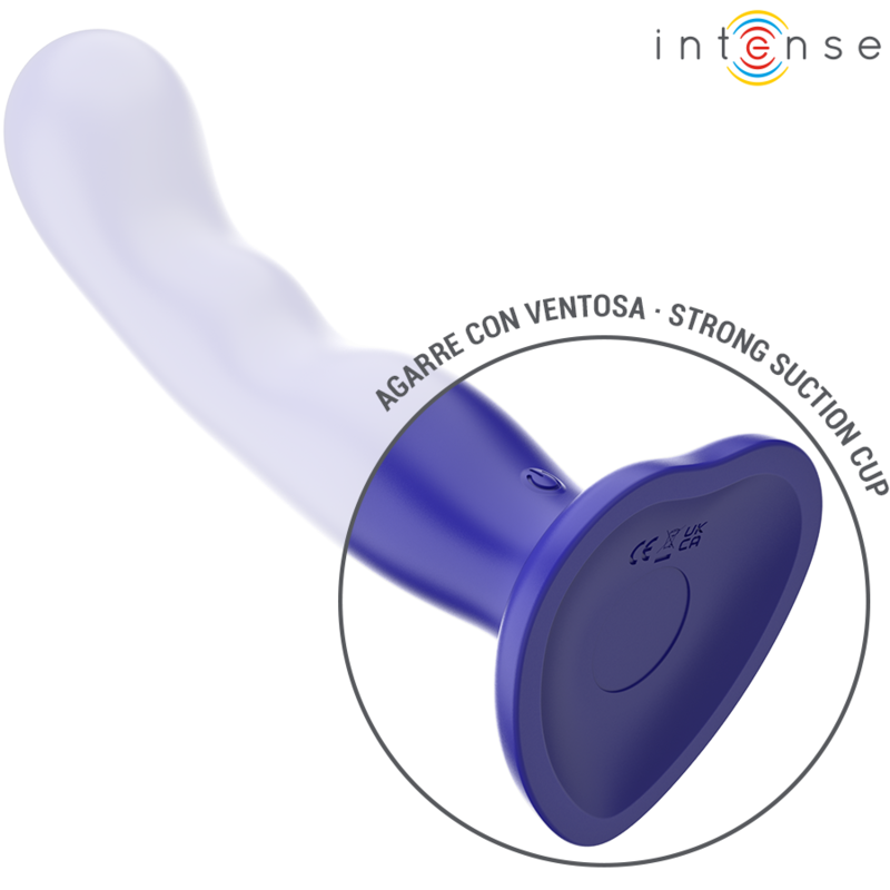 INTENSE - SHORT VIBRATOR WITH SUCTION CUP AND BLUE REMOTE CONTROL