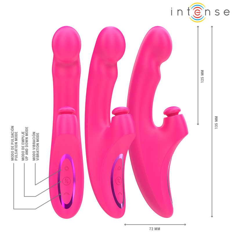 Emi vibrator 13.5 cm multifunction 3 in 1 10 vibrations pink