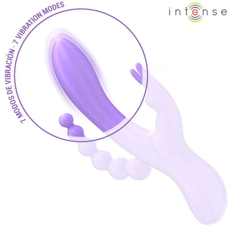 Miko Triple Rabbit Vibrator &amp; Anal Stimulator 7 Vibrations Purple