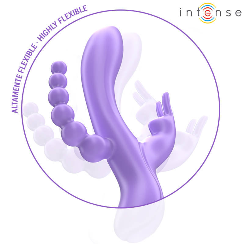 Miko Triple Rabbit Vibrator &amp; Anal Stimulator 7 Vibrations Purple