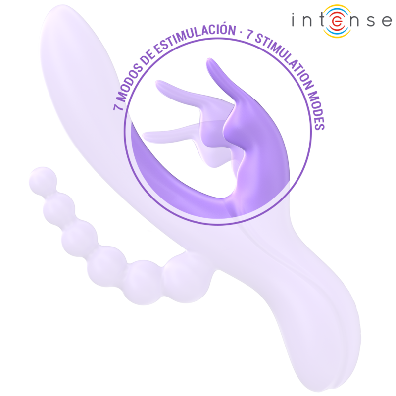 Miko Triple Rabbit Vibrator &amp; Anal Stimulator 7 Vibrations Purple