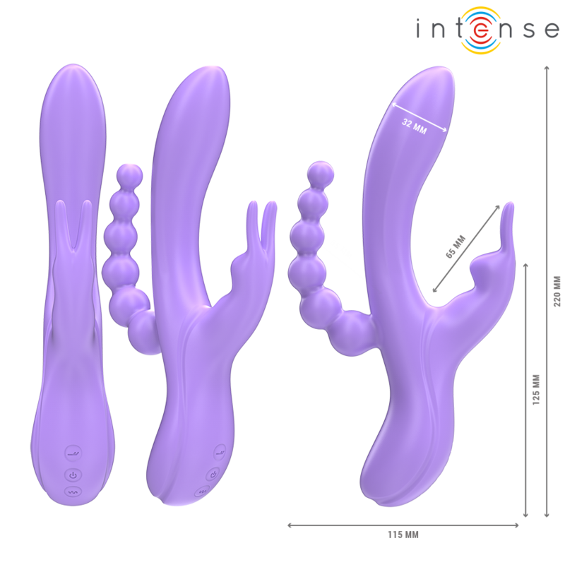 INTENSE - MIKO TRIPLE RABBIT VIBRATOR &amp; STIMULATOR &amp; ANAL 7 VIBRATIONS PURPLE