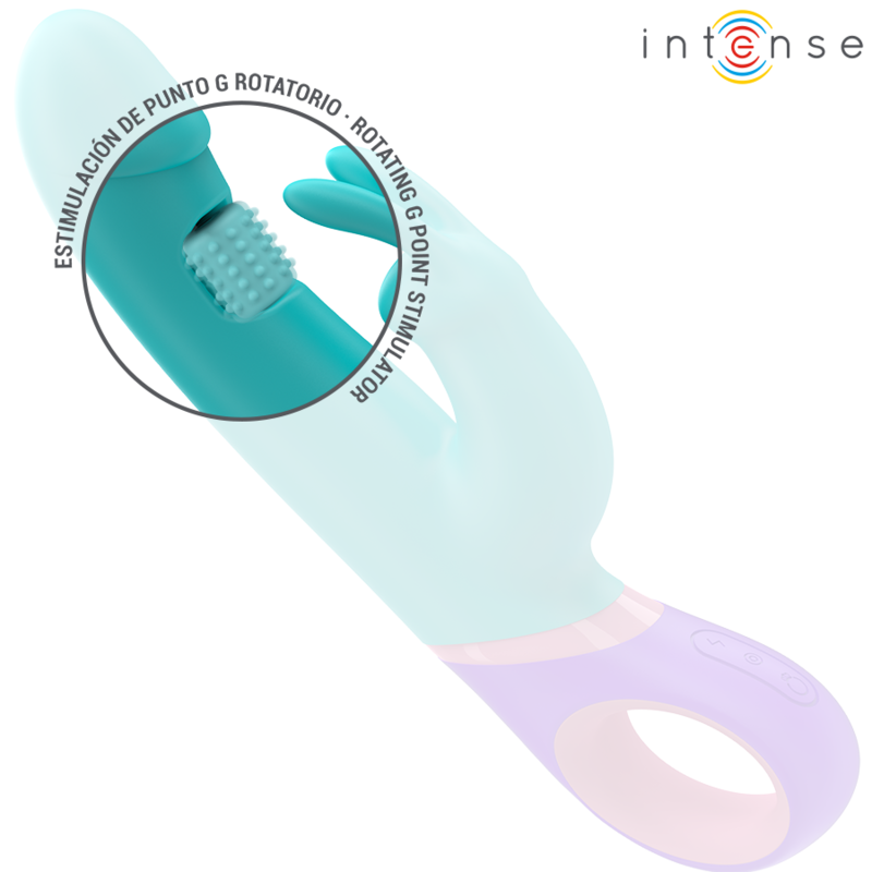 INTENSE - MONICA RABBIT VIBRATOR WITH ROTATING G-SPOT STIMULATOR, BLUE