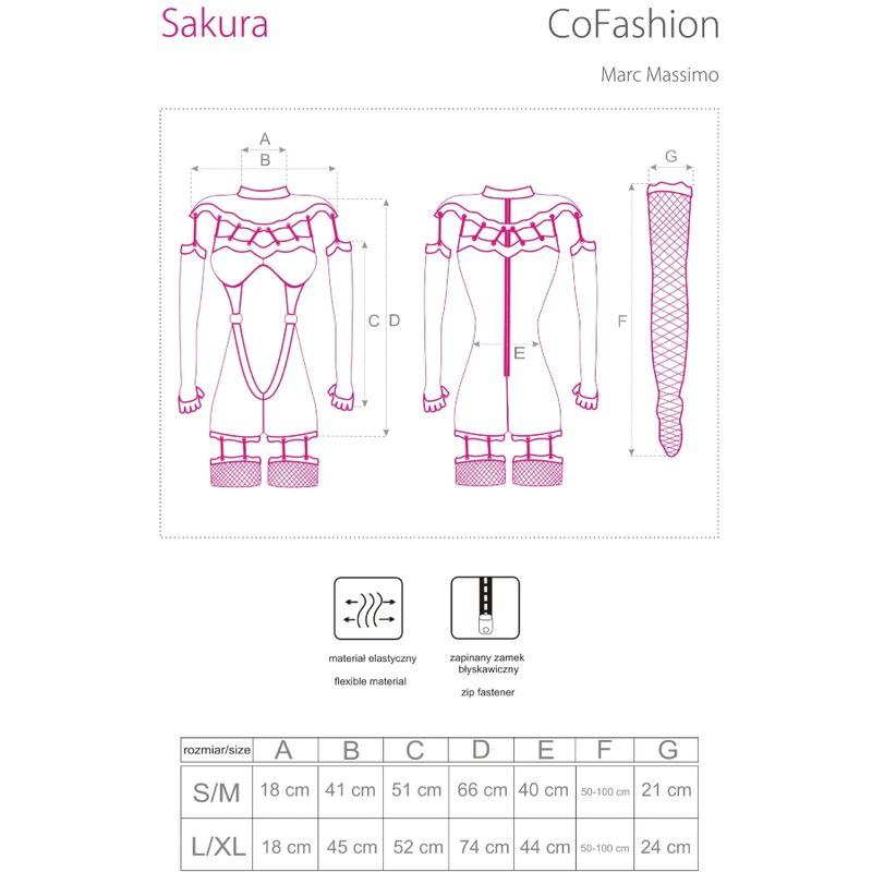 Sakura cf 90357 jumpsuit + long gloves + black suspender belt s/m