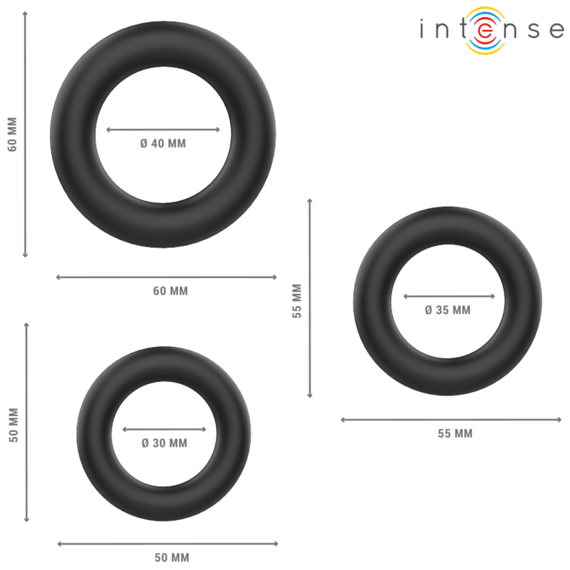 Hugh 3 Basic Black Silicone Cock Rings