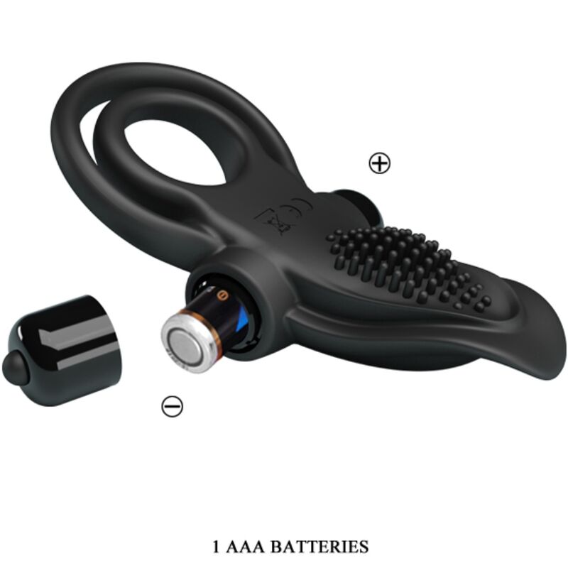 Double vibrating ring + clitoris stimulator 10 vibrations black