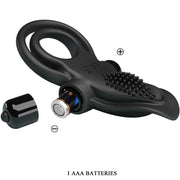 Double vibrating ring + clitoris stimulator 10 vibrations black