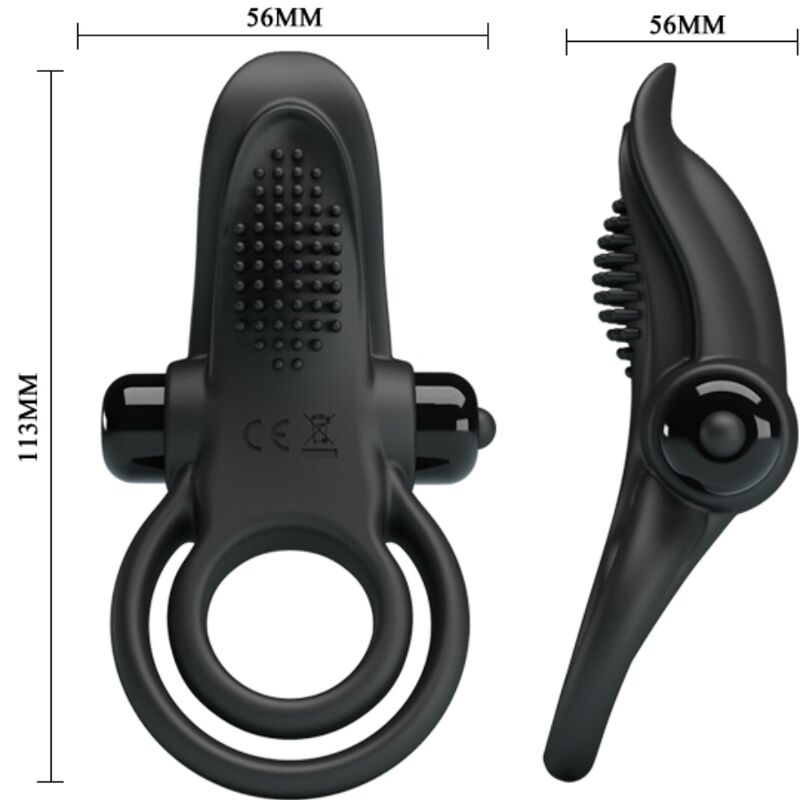 Double vibrating ring + clitoris stimulator 10 vibrations black