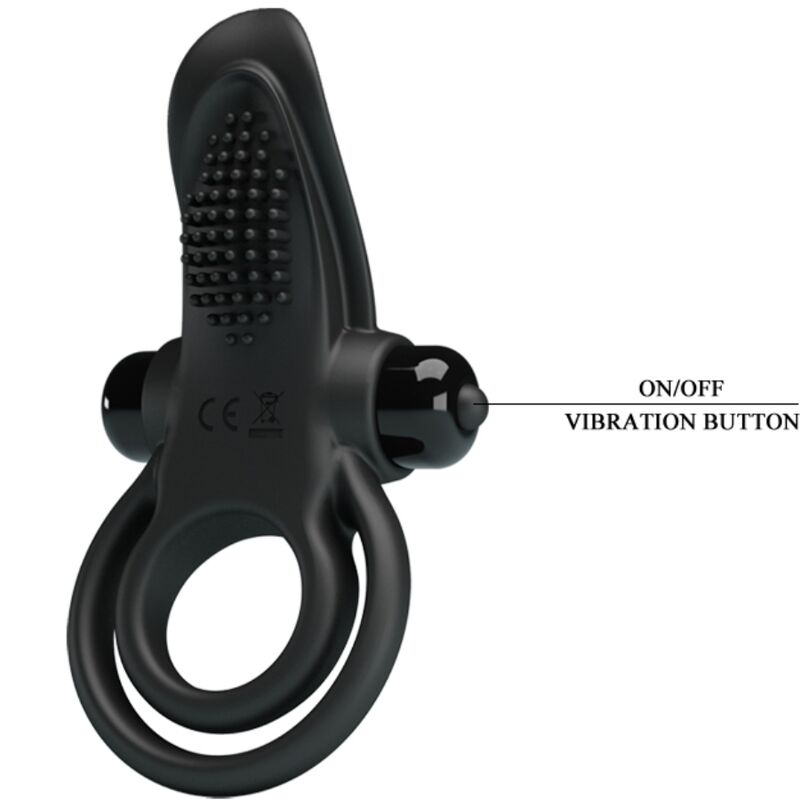 Double vibrating ring + clitoris stimulator 10 vibrations black