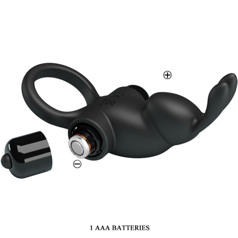 Vibrating ring + rabbit clitoris stimulator 10 vibrations black