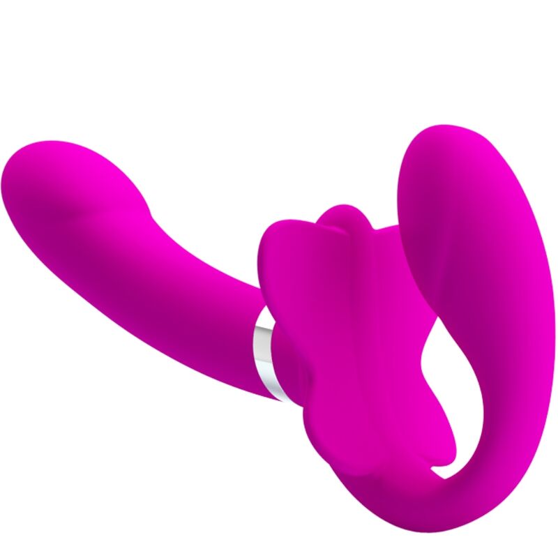 Valerie double strap-on vibrator 12 vibrations purple