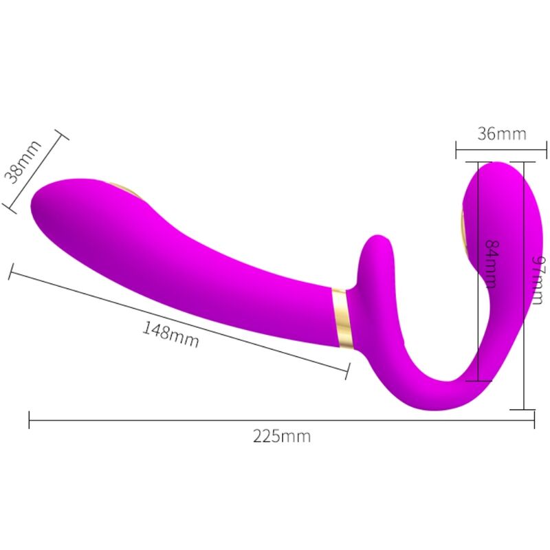 Thunderbird Double Strap-On Vibrator with Remote Control Purple