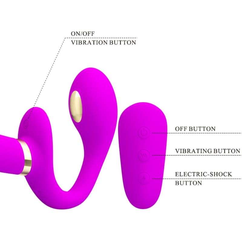 Thunderbird Double Strap-On Vibrator with Remote Control Purple