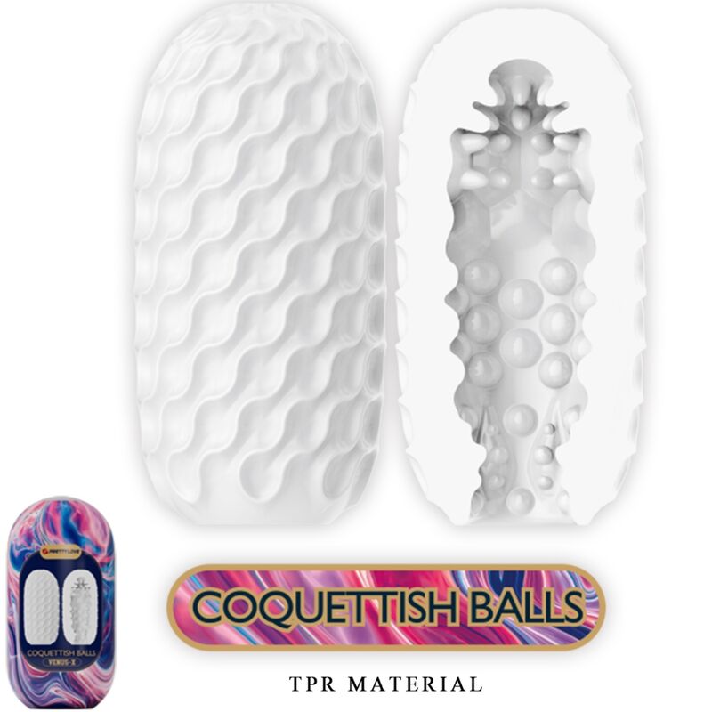 Coquettish balls male masturbator in white silicone