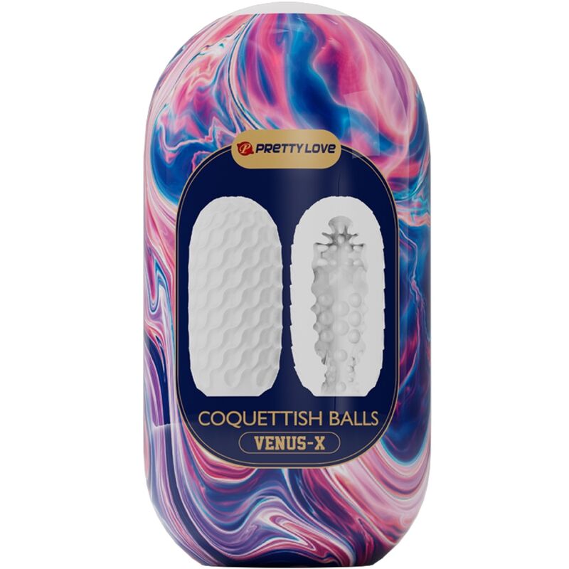 Coquettish balls male masturbator in white silicone