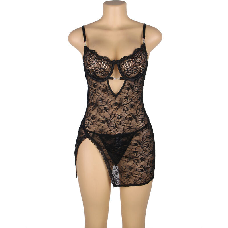 954185 black lace babydoll with adjustable straps s/m