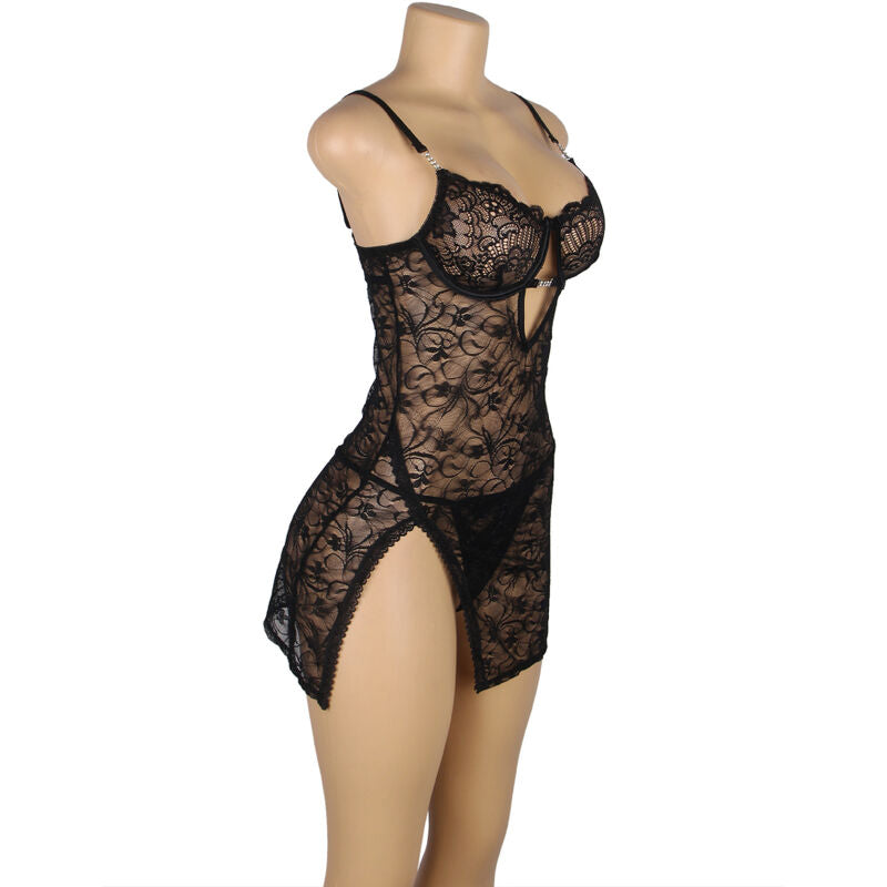 954185 black lace babydoll with adjustable straps s/m
