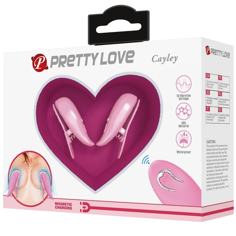 Cailey 10 Vibration Nipple Clamps Remote Control Pink