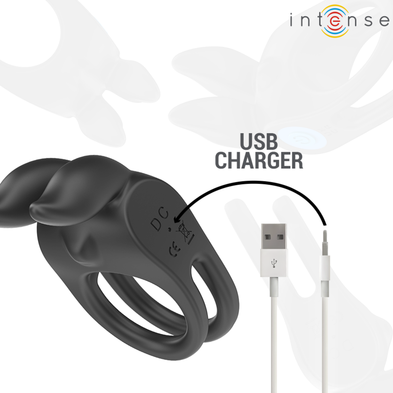 Sam Double Penis Ring Vibrator 10 Vibrations Black