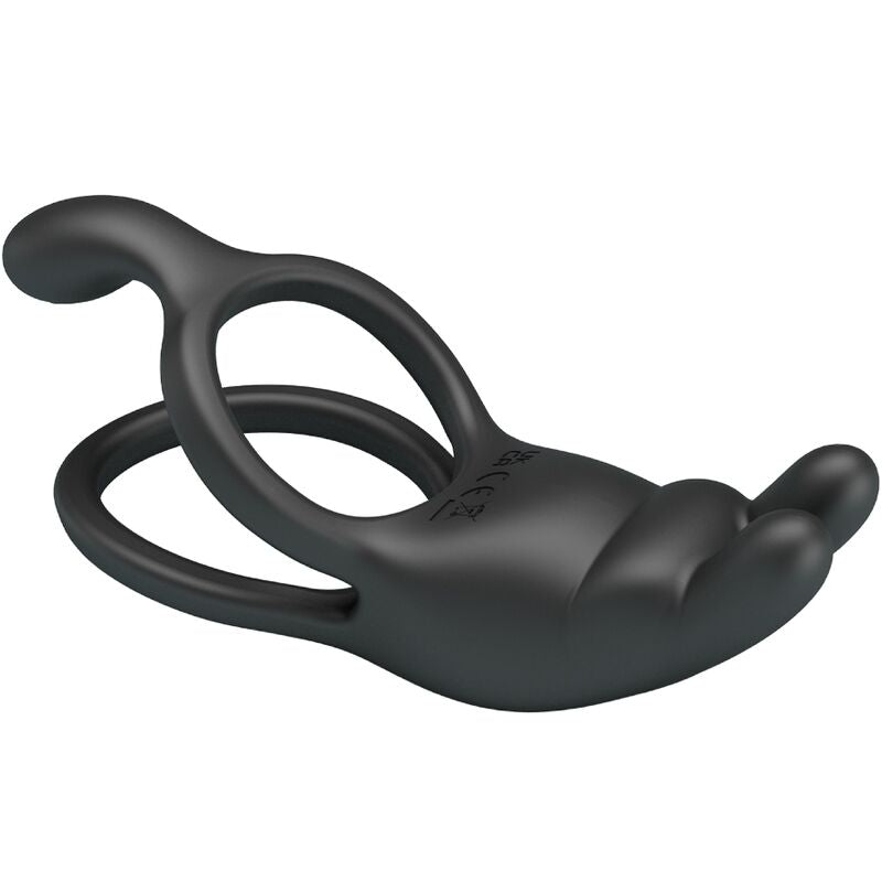Seth Double Vibrating Rabbit Ring 7 Vibrations Black