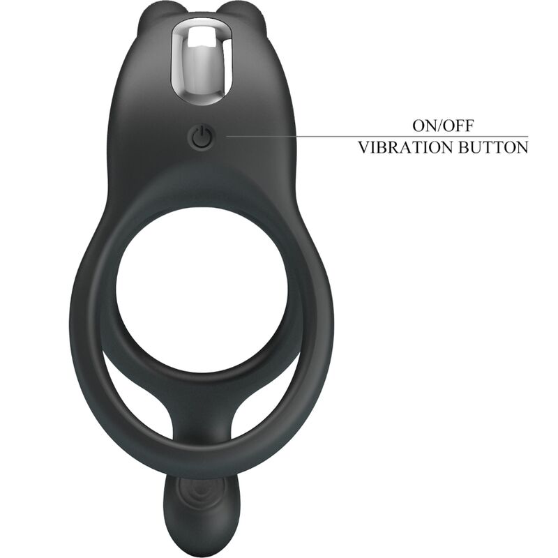 Seth Double Vibrating Rabbit Ring 7 Vibrations Black