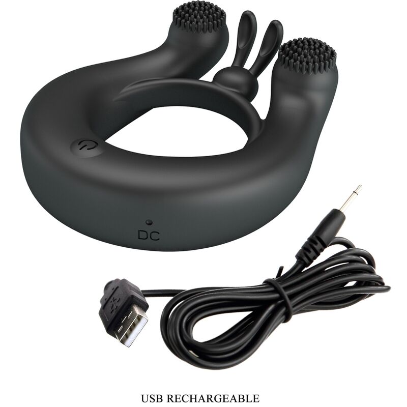 Dahlia Vibrating Ring + Clitoris Stimulator 12 Vibrations Black