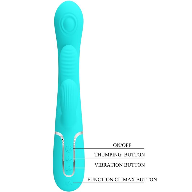 PRETTY LOVE - SHANIA TRIPLE RABBIT 3-IN-1 MULTIFUNCTION VIBRATOR BLUE