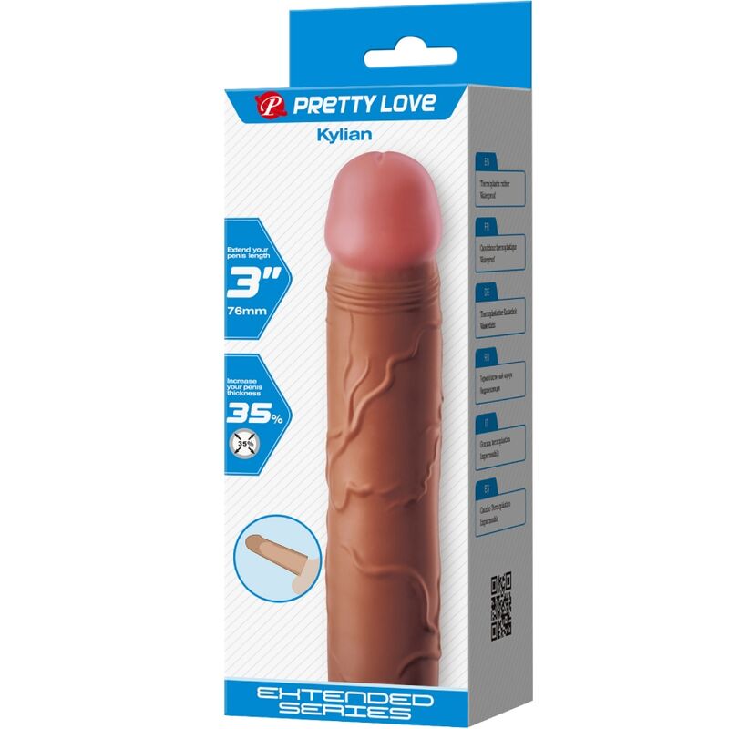 PRETTY LOVE - KYLIAN PENIS SLEEVE WITH EXTENSION 7.6 CM MULATTER