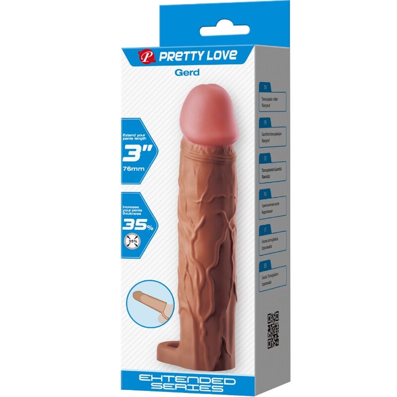 Gerd penis sleeve with 3 inch extension mulatto