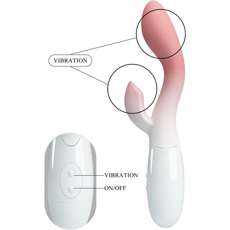 Luminous G-spot vibrator + clitoris stimulator 30 vibrations pink