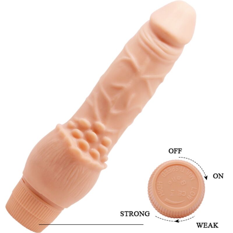 Vibromasseur Réaliste Veiné Barbara TPR Vibration Puissante - Baile