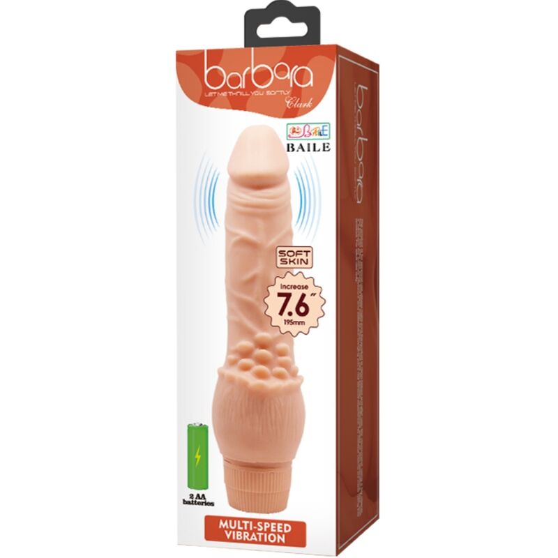 Vibromasseur Réaliste Veiné Barbara TPR Vibration Puissante - Baile